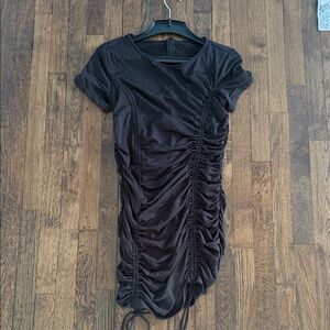 Fashion Nova Black Ruched Mini Dress